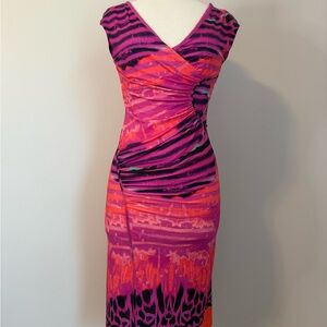 Roberto Cavalli Pink and Orange Midi Dress